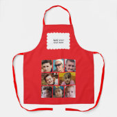 Custom text 8 photos white red エプロン (正面)