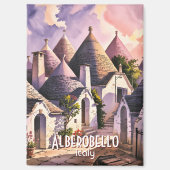 Custom Text Alberobello Puglia Trulli Watercolor マグネット (正面)