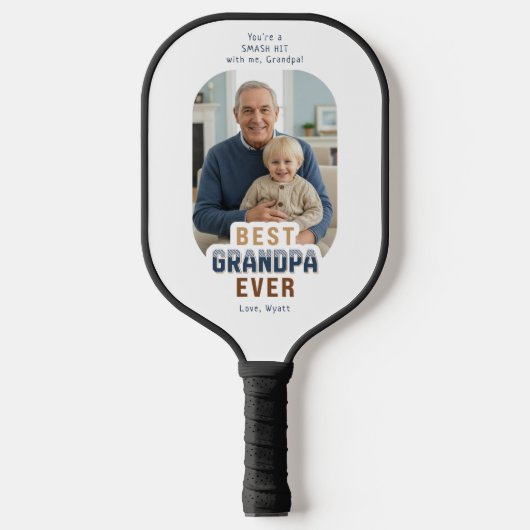 Custom Text and Photo Best Grandpa Ever ピックルボールラケット (正面)