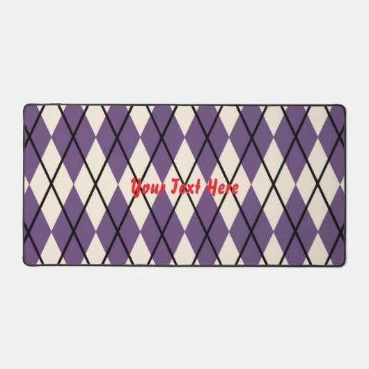 Custom Text Argyle Plaid Desk Mat デスクマット (正面)