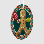 Custom text at back Pickleball Gingerbread Joy オーナメント (正面)
