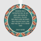 Custom text at back Pickleball Gingerbread Joy オーナメント (裏面)