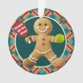 Custom text at back Pickleball Gingerbread Joy オーナメント (正面)