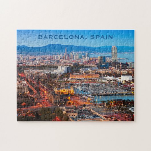 Custom text BARCELONA photo puzzle ジグソーパズル (横)
