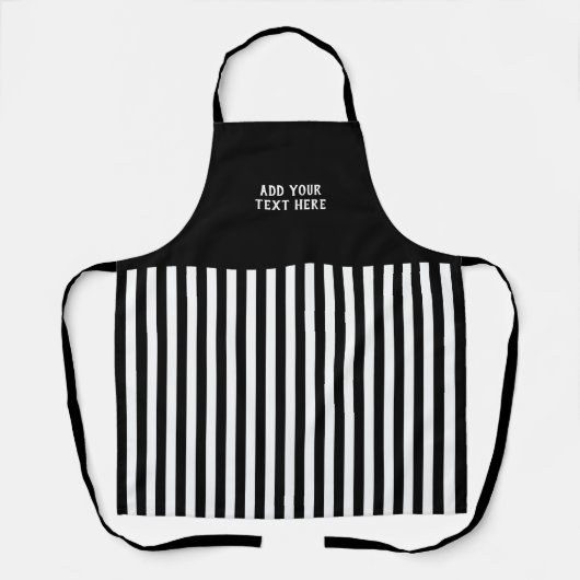 Custom text black white striped  エプロン (正面)