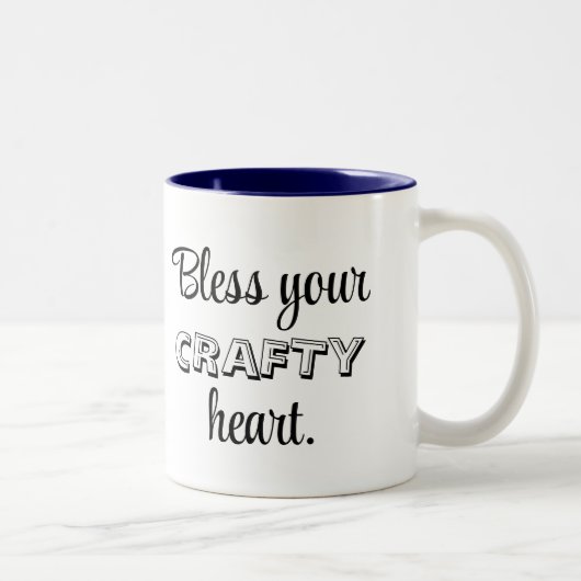Custom Text, Bless Your Crafty Heart ツートーンマグカップ (右)