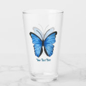 Custom Text Blue Butterfly タンブラーグラス (裏面)