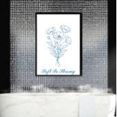 Custom Text  Blue Poppy Botanical Line Art Poster ポスター