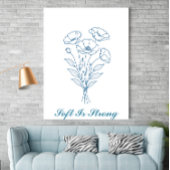 Custom Text  Blue Poppy Botanical Line Art Poster ポスター