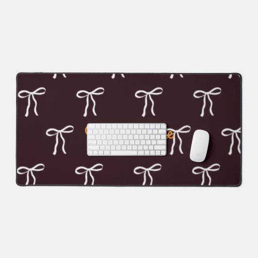 Custom Text Bow Ribbon Pattern Desk Mat デスクマット (キーボード&マウス)