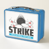 Custom Text Bowling Strike メタルランチボックス (裏面)