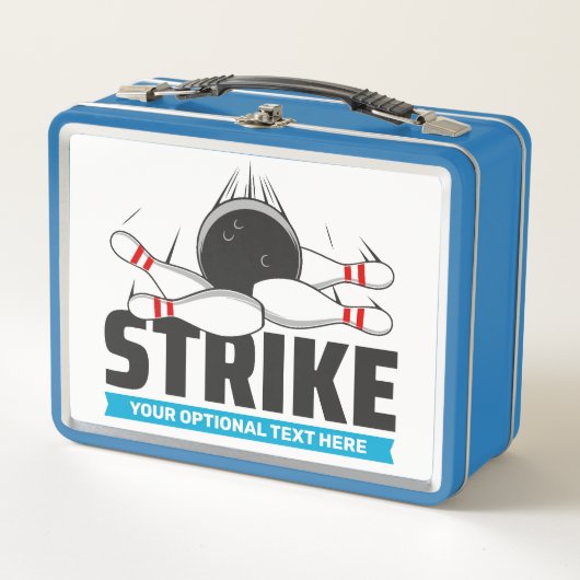 Custom Text Bowling Strike メタルランチボックス (正面)