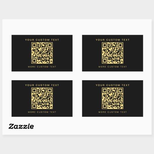 Custom Text Business QR Code Template Black & Gold 長方形シール (シート)