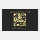 Custom Text Business QR Code Template Black & Gold 長方形シール (正面)