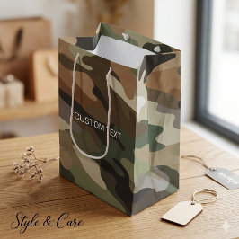 Custom Text Camouflage Pattern Medium Gift Bag ミディアムペーパーバッグ