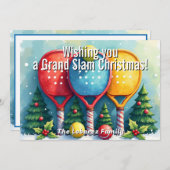 🎾🎄Custom text,  Candy Cane Smash シーズンカード (正面/裏面)