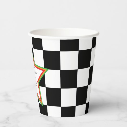 Custom Text, Checkered Graduation Party Paper Cups 紙コップ (裏面)