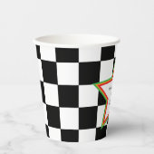 Custom Text, Checkered Graduation Party Paper Cups 紙コップ (正面)