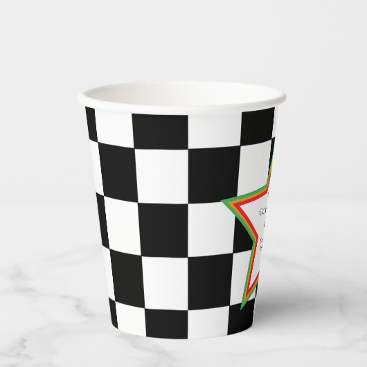 Custom Text, Checkered Graduation Party Paper Cups 紙コップ (正面)