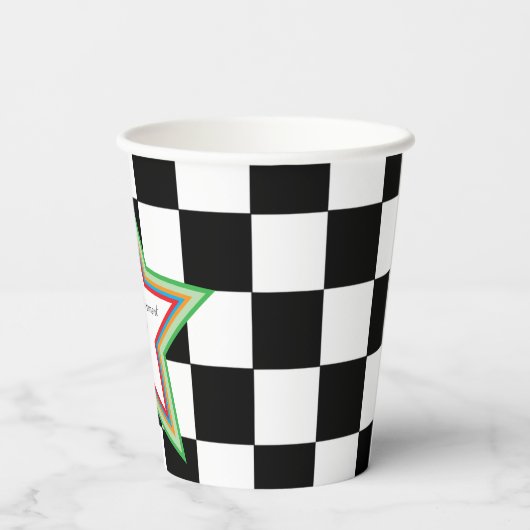 Custom Text, Checkered Happy Retirement Paper Cups 紙コップ (裏面)