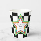 Custom Text, Checkered Happy Retirement Paper Cups 紙コップ (左)