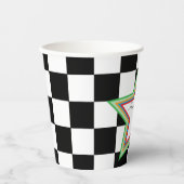 Custom Text, Checkered Happy Retirement Paper Cups 紙コップ (正面)