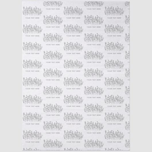 CUSTOM TEXT Chic Elegant Wildflower Line Art 薄葉紙 (正面)