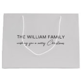 Custom Text Christmas Silver ラージペーパーバッグ (正面)