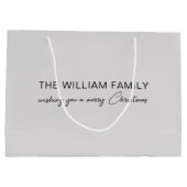 Custom Text Christmas Silver ラージペーパーバッグ (裏面)