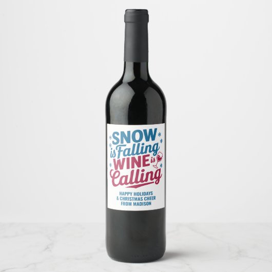 Custom Text Christmas Wine ワインラベル (正面)