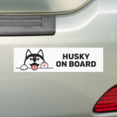 Custom Text Cute Siberian Husky バンパーステッカー (車上)