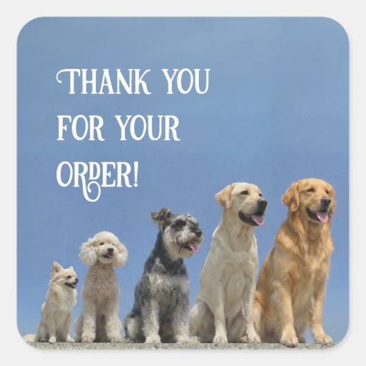 Custom Text Dog Lover Shop Owner Thank You Sticker スクエアシール (正面)