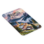 Custom Text Dolomites Alps Italy Travel Watercolor マグネット (右側)
