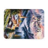 Custom Text Dolomites Alps Italy Travel Watercolor マグネット (横)