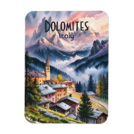 Custom Text Dolomites Alps Italy Travel Watercolor マグネット