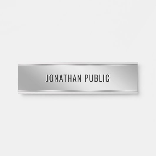 Custom Text Elegant Silver Door Sign Template サインプレート (正面)