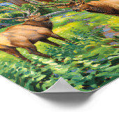 Custom Text Elk Redwood California Forest Van Gogh ポスター (角)