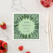 Custom text eucalyptus Frame Napkin – sage green スタンダードカクテルナプキン (インサイチュ)