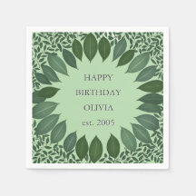 Custom text eucalyptus Frame Napkin – sage green