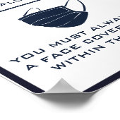 Custom Text Face Mask + Distancing Business Notice ポスター (角)