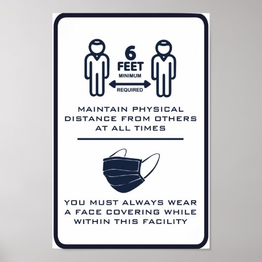 Custom Text Face Mask + Distancing Business Notice ポスター (正面)