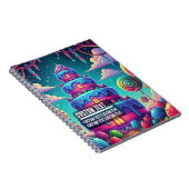 Custom Text Fantasy Layered Cake Blue Pink Purple ノートブック (右側)