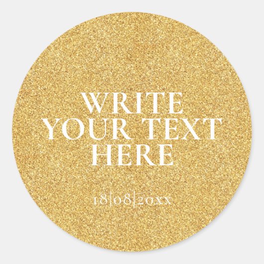 Custom Text faux glitter Round Sticker ラウンドシール (正面)