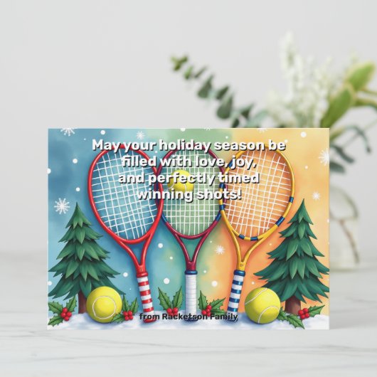 🎾🎄Custom text, Festive Three-Handed Smash シーズンカード (スタンド正面)