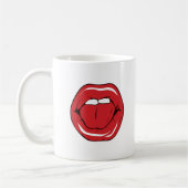 Custom Text Funny Red Lips Cartoon Mouth コーヒーマグカップ (左)