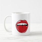 Custom Text Funny Red Lips Cartoon Mouth コーヒーマグカップ (左)