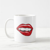 Custom Text Funny Red Lips Cartoon Mouth コーヒーマグカップ (左)