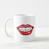 Custom Text Funny Red Lips Cartoon Mouth コーヒーマグカップ (左)