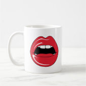 Custom Text Funny Red Lips Cartoon Mouth コーヒーマグカップ (左)