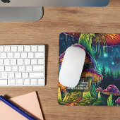 Custom Text Glowing Psychedelic Mushroom Enchanted マウスパッド